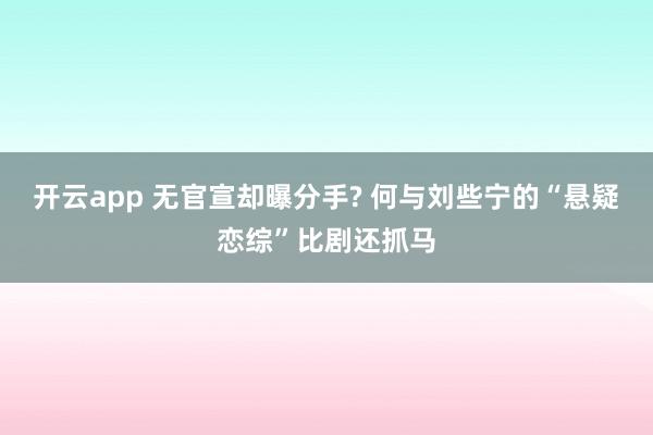 开云app 无官宣却曝分手? 何与刘些宁的“悬疑恋综”比剧还抓马