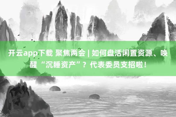 开云app下载 聚焦两会 | 如何盘活闲置资源、唤醒 “沉睡资产”？代表委员支招啦！