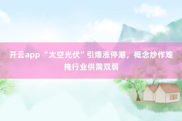 开云app “太空光伏”引爆涨停潮，概念炒作难掩行业供需双弱