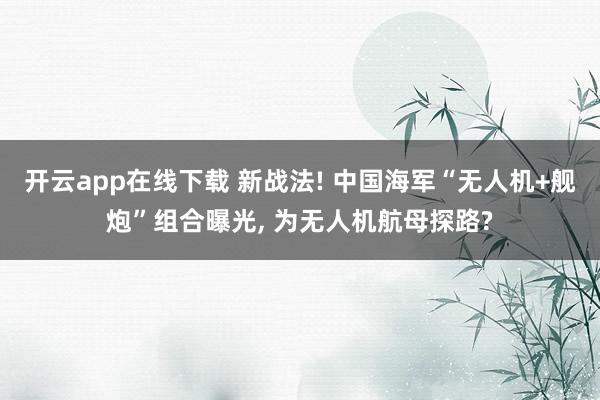 开云app在线下载 新战法! 中国海军“无人机+舰炮”组合曝光， 为无人机航母探路?