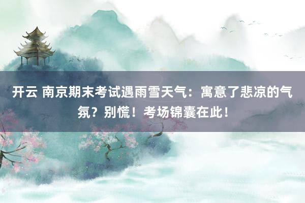开云 南京期末考试遇雨雪天气：寓意了悲凉的气氛？别慌！考场锦囊在此！