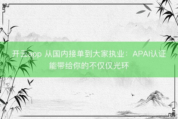 开云app 从国内接单到大家执业:APAI认证能带给你的不仅仅光环